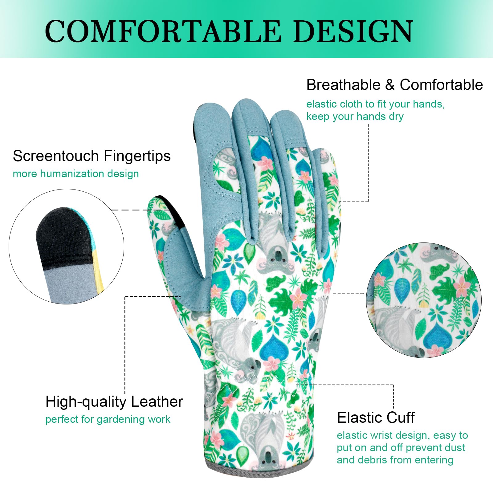 Gartenhandschuhe aus Leder für Damen, Gartenhandschuhe, dornensicher, Touchscreen-Design, strapazierfähig, Geschenk für den Hof