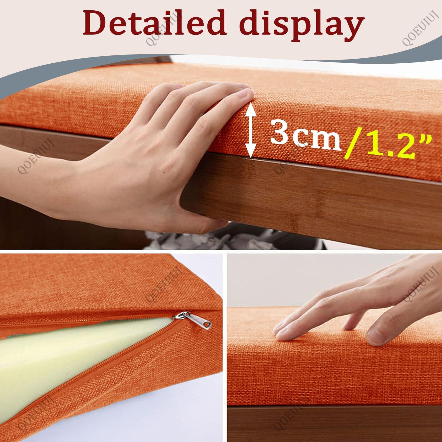 Generico Cuscino per Panca Su Misura con Cinghie Elastiche Spessore in Lino Antiscivolo Imbottitura in Spugna 45D ad Alta Densità per Panca Scarpiera Ingresso Cucina e Finestra(Grigio,140x40cm)
