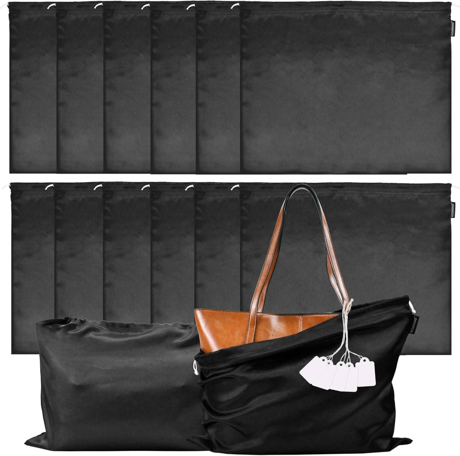 12 Pack Dust Bags for Handbags Storage Silk Cloth Bag With Drawstring Travel Storage Pouch for Handbag Purse Shoes Boots