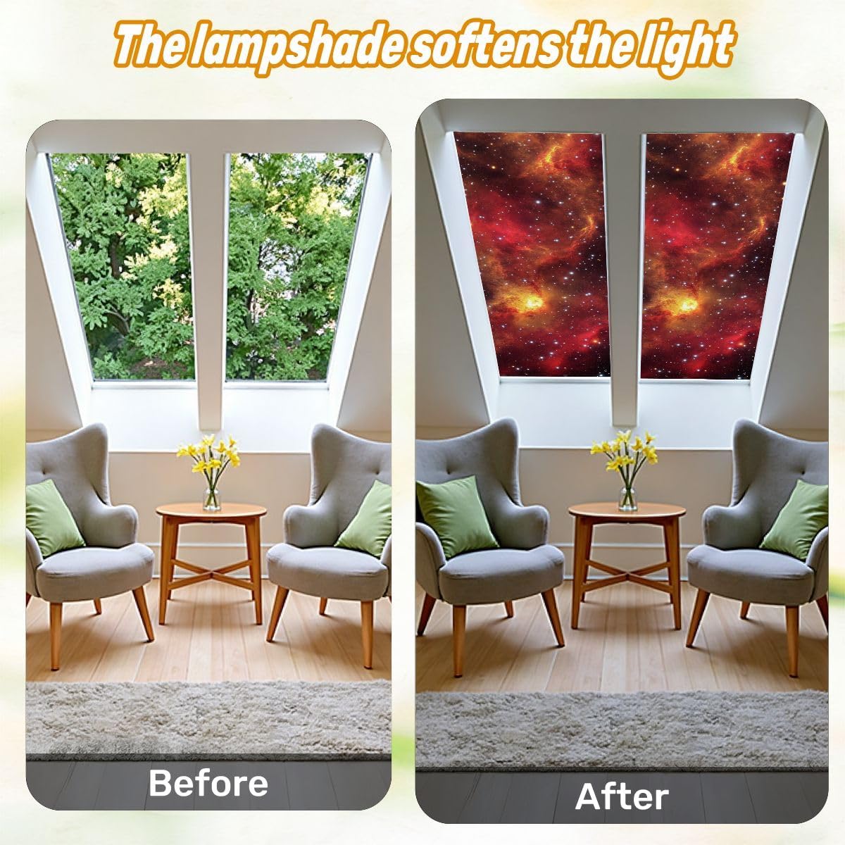 Fluorescent Light Covers for Ceiling Lights Red Nebula Easy to Install Magnetic Light Filter for Classroom Office Hospitals School Home Decor