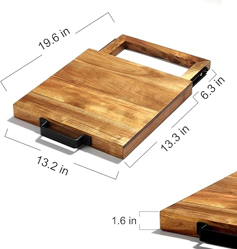 Miniatura 3 de Bandeja deslizante de acacia natural para máquina de café Deslizador de electrodomésticos de cocina Carrito móvil, deslizador de electrodomésticos,