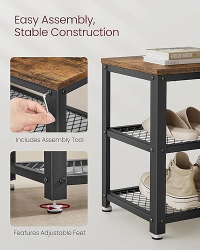 Miniatura 33 de VASAGLE - Zapatero de 3 niveles, estantes de almacenamiento de 39,4 pulgadas de largo, para entrada, sala de estar, pasillo, muebles de acento, café