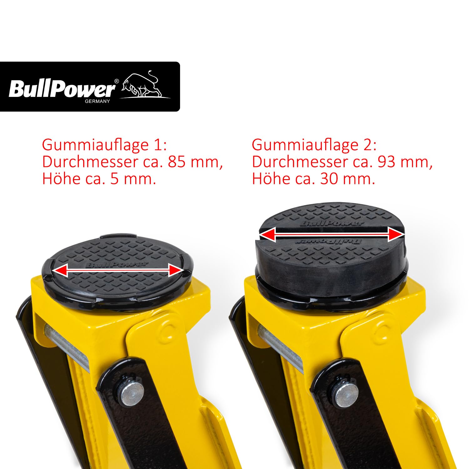 BullPower BP8000 Hydraulischer tiefer Racing Rangierwagenheber 3T Quicklift 3000kg 75-500mm, Wagenheber für Racing Sportwagen, Rennsport + 2X Gummiauflage