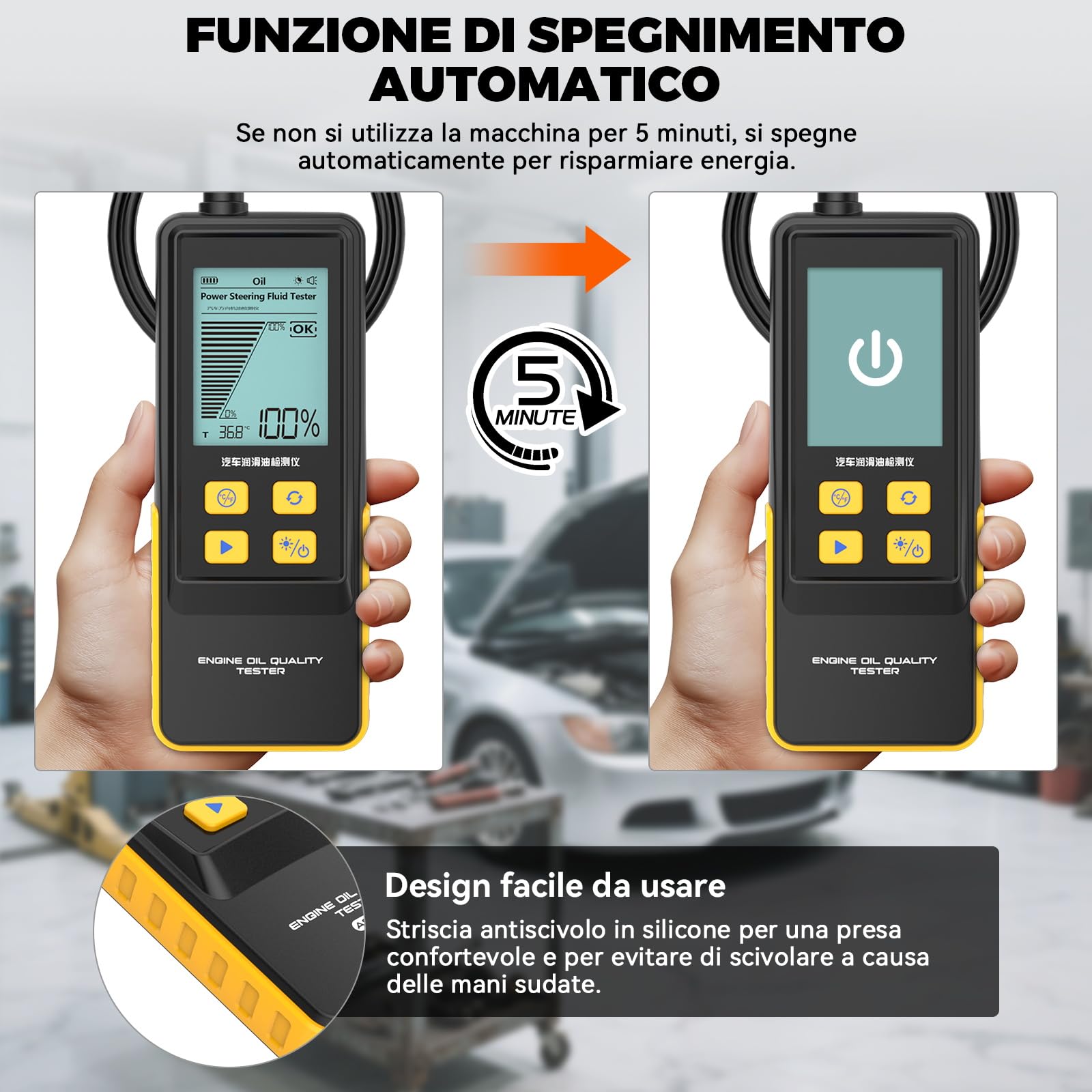 Tester per Olio Motore, Tester per la Qualità dell'olio Motore a Benzina e Diesel, con Sonda ad Alta Precisione, Rilevatore di Trasmittanza e Temperatura