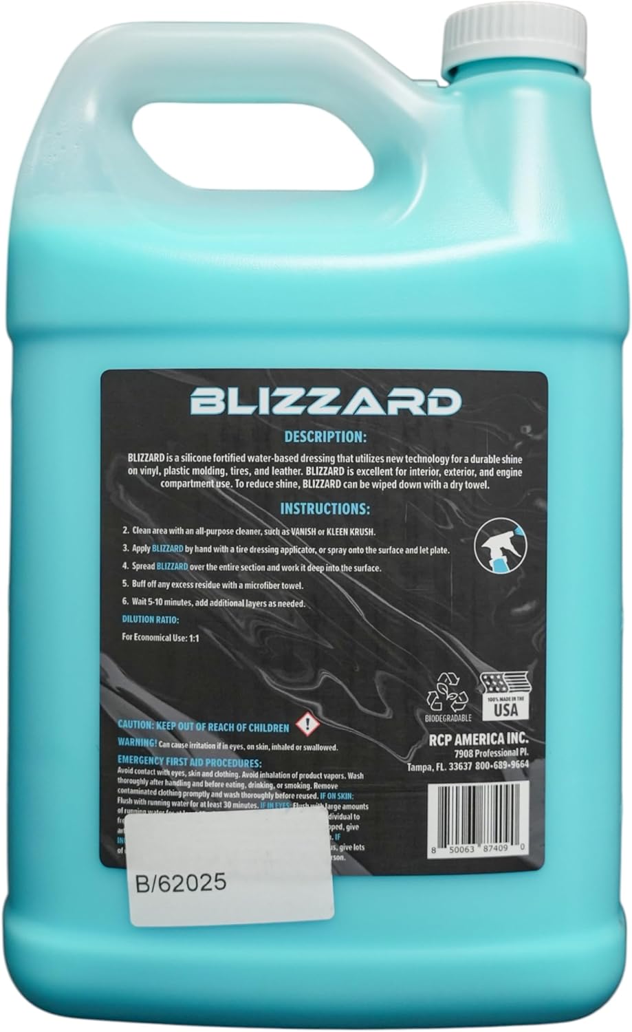Blizzard, A Silicone Fortified Water-Based Tire Dressing, 1 Gallon