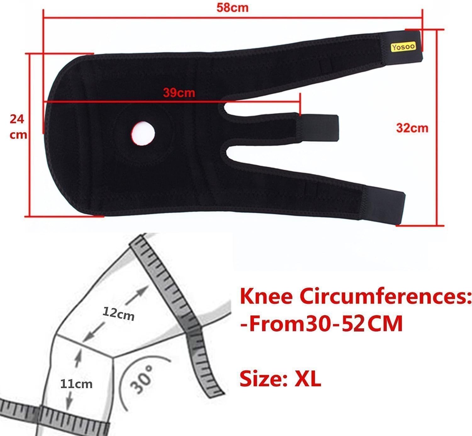 Adjustable Neoprene Knee Support Brace with Basic Open Patella Stabilizer Kneecap Support and Lateral Stabilizers for Workout