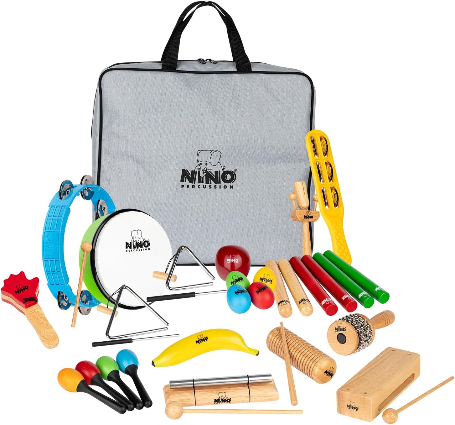24 Piece Mixed Rhythm Set Instruments for Classroom Music, Groups — Includes Storage Bag