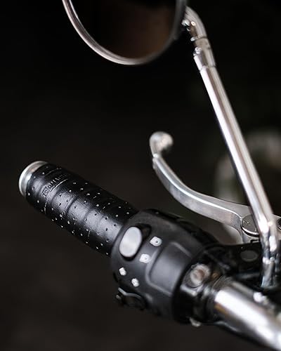 Vista 81 de Motorcycle Handlebar Leather Throttle Grips Wrap Covers With 3M Tape Universal for all Bike Handles Accessories By Trip Machine Company Cherry Red