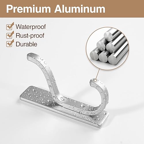 Miniatura 4 de pickpiff Ganchos de pared para abrigo y toalla colgador adhesivo de puerta de 13 libras para baño, dormitorio, RV, armario, plateado, paquete de 4