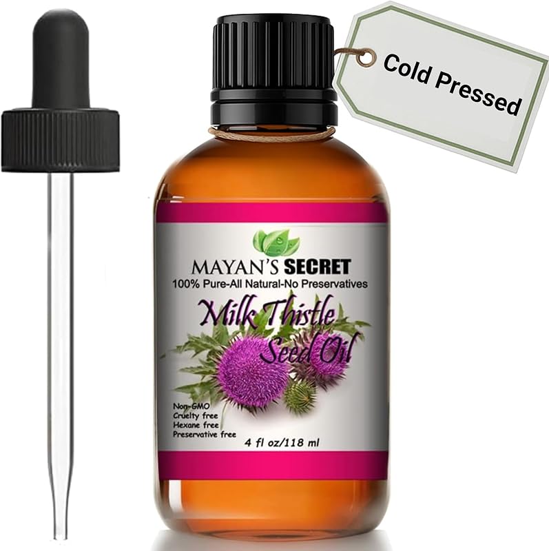 Óleo de semente de cardo-mariano Mayan's Secret, prensado a frio, com vitamina E