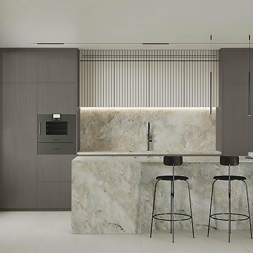 Miniatura 5 de Heroad Papel tapiz de madera gris de la marca, papel tapiz autoadhesivo para gabinetes, papel de contacto de grano de madera moderno extraíble,