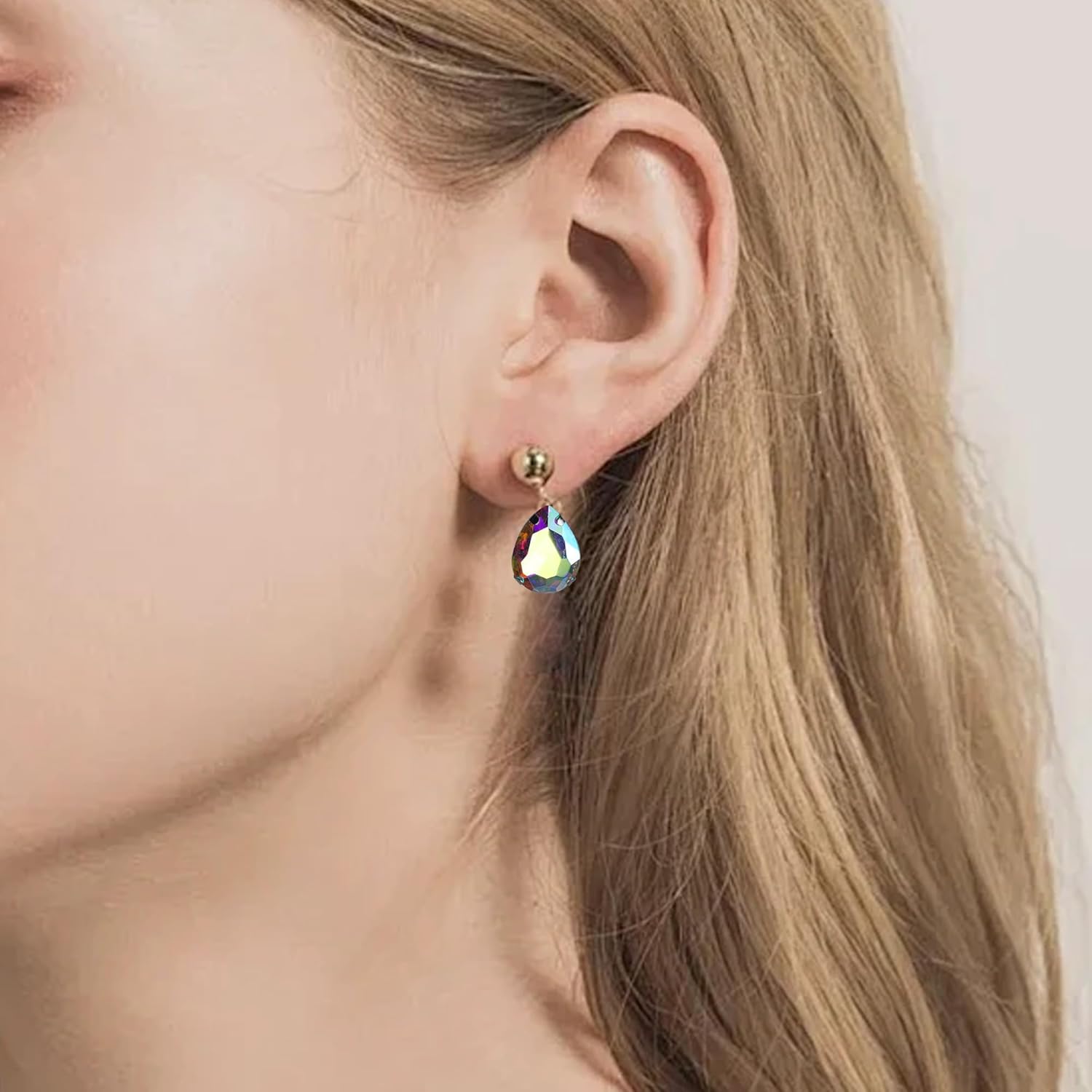 pson 50PCS Sew On Rhinestone Tear Drop Crystal, AB Color Large Rhinestones with Sewing Holes for Clothes DIY, Crafts, Garment, Shoes, Clothes (10 * 14mm) - Image 4