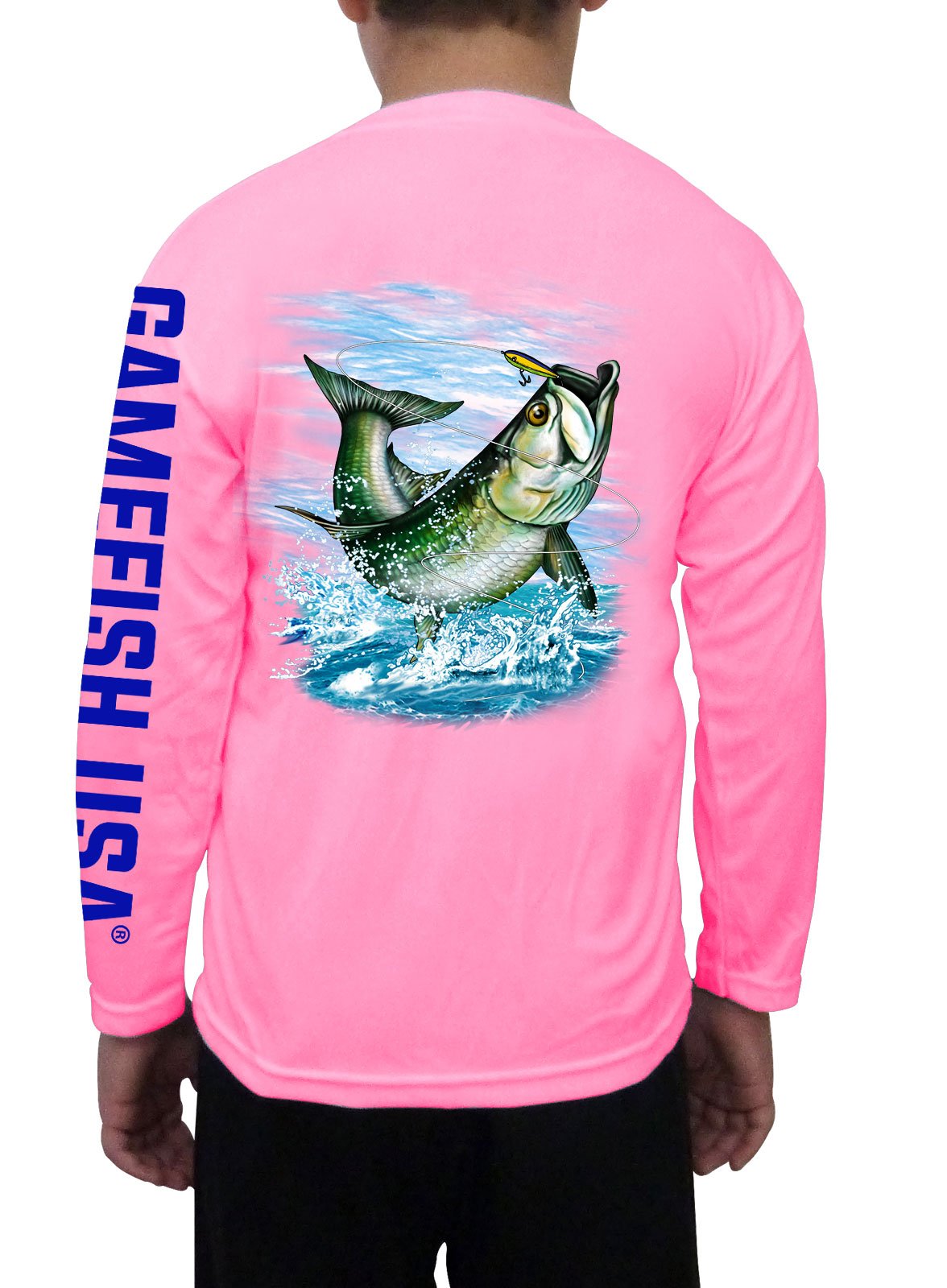 GAMEFISH USA Kid's UPF 50 Long Sleeve Microfiber Moisture Wicking Performance Fishing Shirt Tarpon