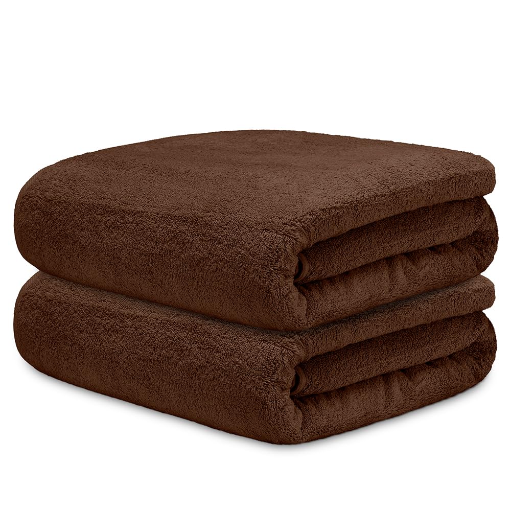 DECASATEXTIL Set di 2 asciugamani da bagno extra grandi, 100 x 150 cm, cotone, 450 g/m², asciugamani da doccia premium e assorbenti, per casa, spa o palestra (marrone)