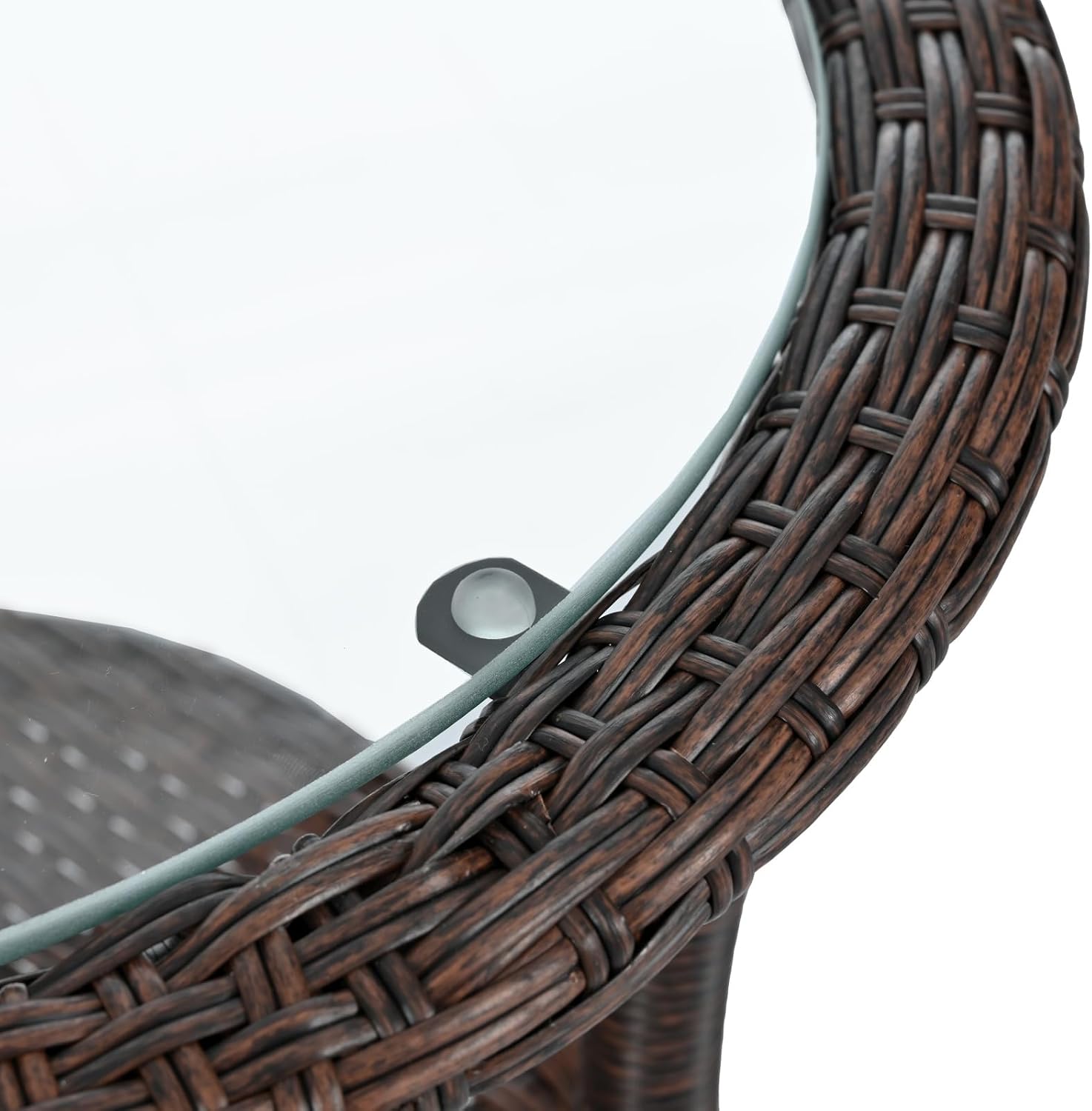 Outdoor Leisure Set, 2 Rattan Single Chairs with A Glass Round Table, Perfectly Suited for Patios, Balconies, and Courtyards