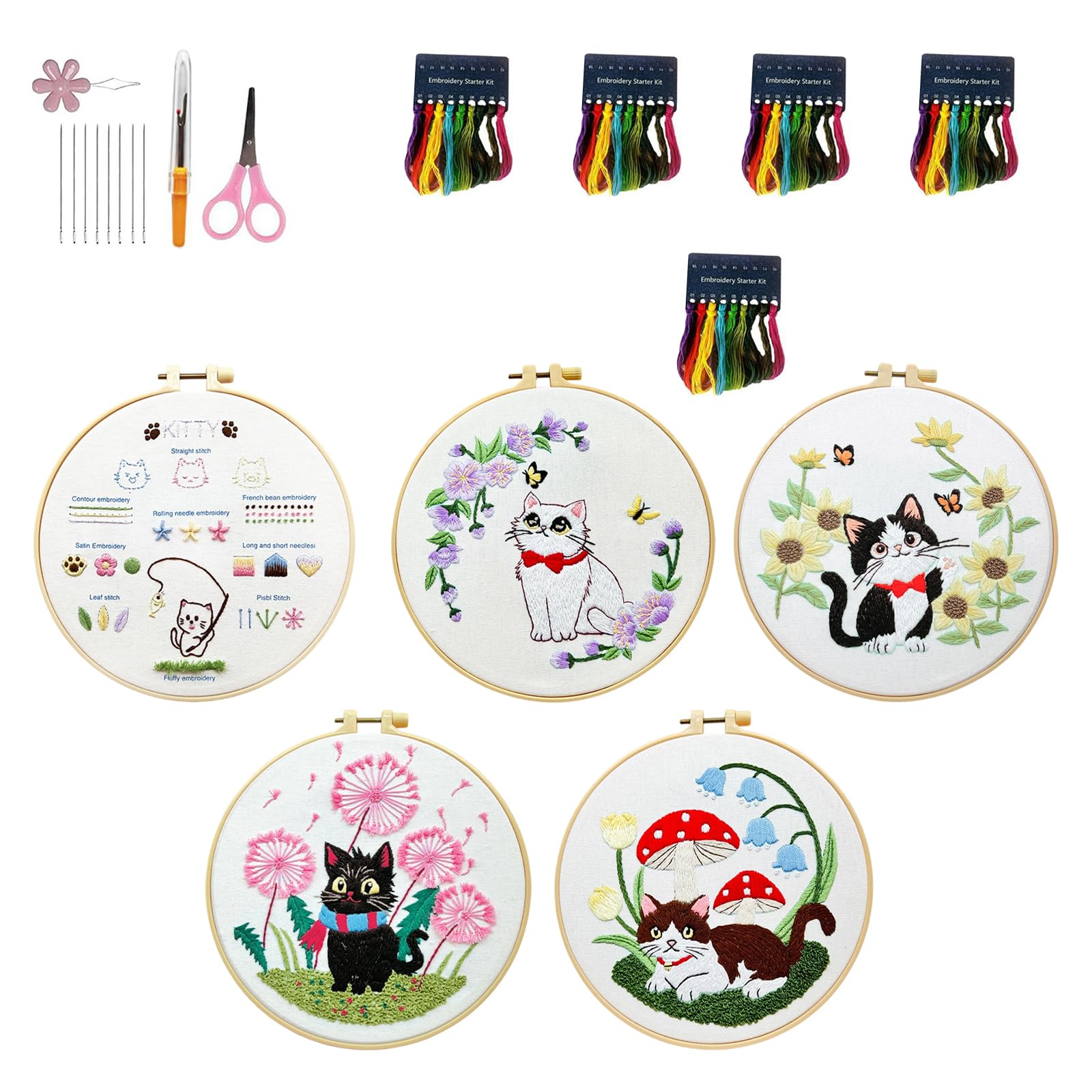 Kalttoy Artistics Cats Embroidery Starter Set Featuring Canvas Materials for Easy Projects and Home Decoration Cats Embroidery Set Canvas Home Decoration