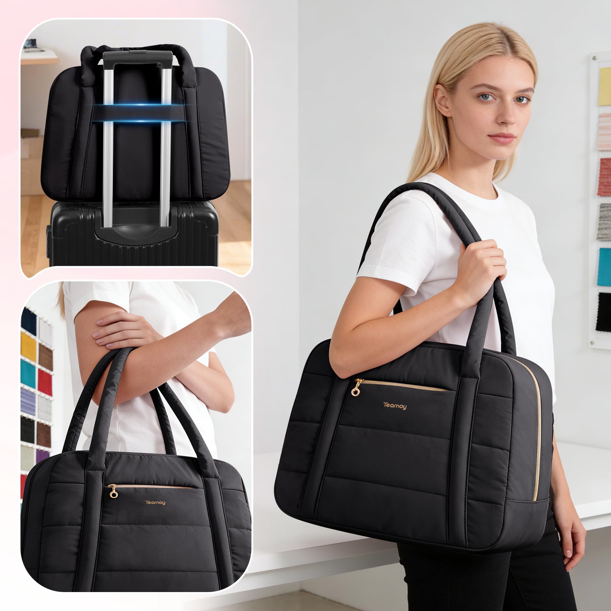 Teamoy Tasche für Nähmaschine, Nähmaschinentasche mit Mehreren Fächern und Trolley-Hülle für die Meisten Gängigen Haushaltsnähmaschinen und Nähmaschine Zubehör, Schwarz