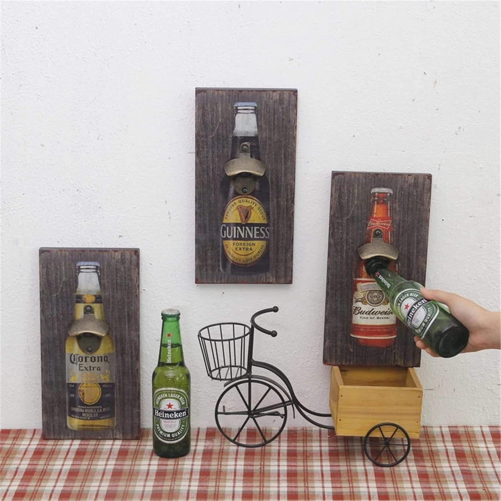 瓶ビール栓 Amazon | ビールの栓抜き レトロな木製のビールの瓶オープナーの壁