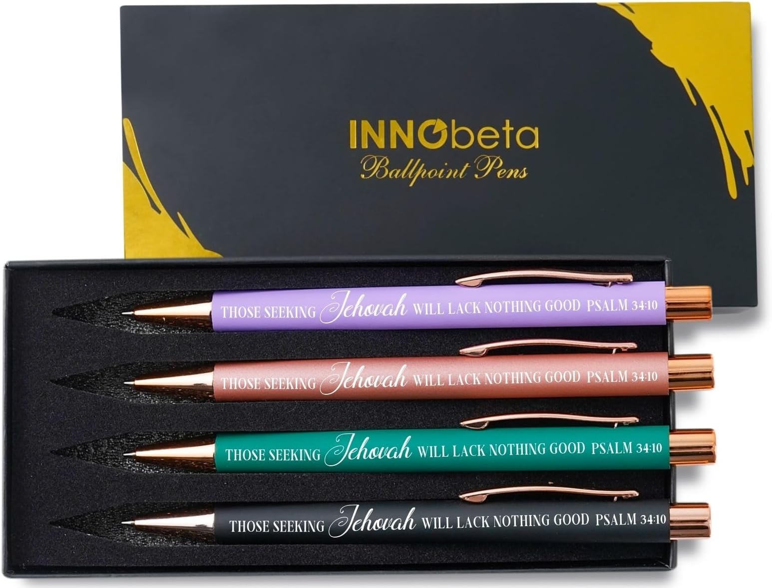 InnoBeta Bass Player Gift Pen Set - 4 Ballpoint Pens With Bass Guitar Inscription, Gift Box - View #9