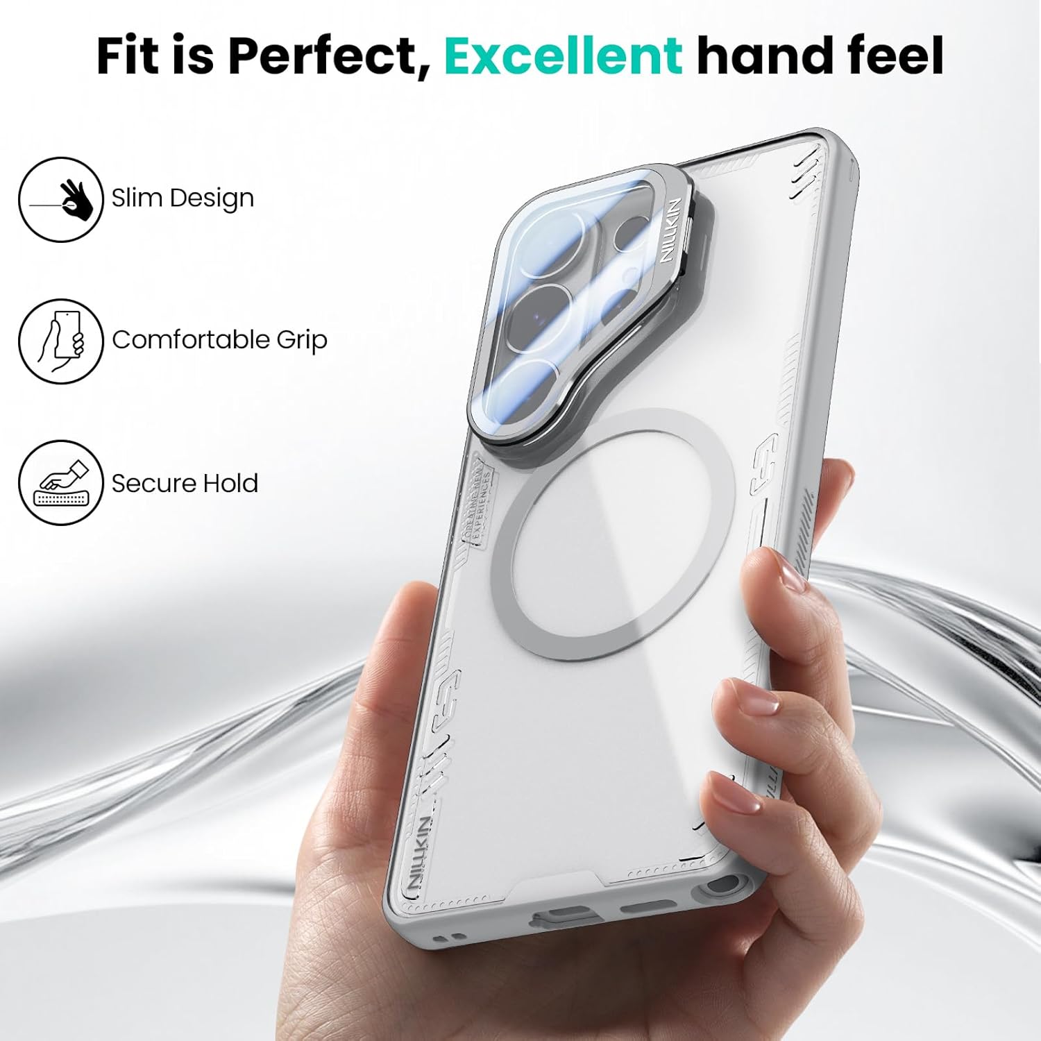 Nillkin for Samsung Galaxy S26 Ultra Case Clear, Compatible with MagSafe, Never Yellow & Biodegradable Material, Adjustable Kickstand, Full Camera Protection, S26 Ultra Case with Stand 6.9'', Gray