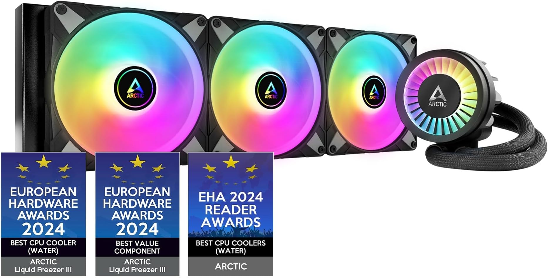 Liquid Freezer III 420 A-RGB - CPU AIO Water Cooler, Water Cooling PC, Intel & AMD, Efficient PWM-Controlled Pump, Fan: 200–1900 RPM, LGA1851 and LGA1700 Contact Frame - Black