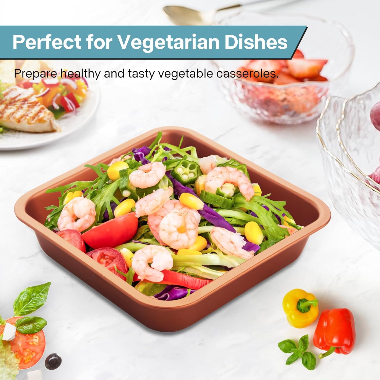 2-Pack 8 inch Square Cake Pan, 8x8 Baking Pan, Cornbread Square Baking Pan, Perfect for Brownies, Lasagna,Oven Safe - Image 6