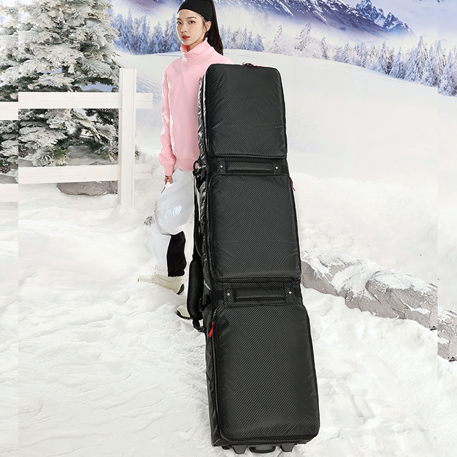 Borsa da Snowboard Portatile Multifunzione con Ruote, Scarponi da Sci Multi-Scomparto Impermeabile e Borsa per Casco, Separazione Bagnato e Asciutto, per Uomini Donne e G