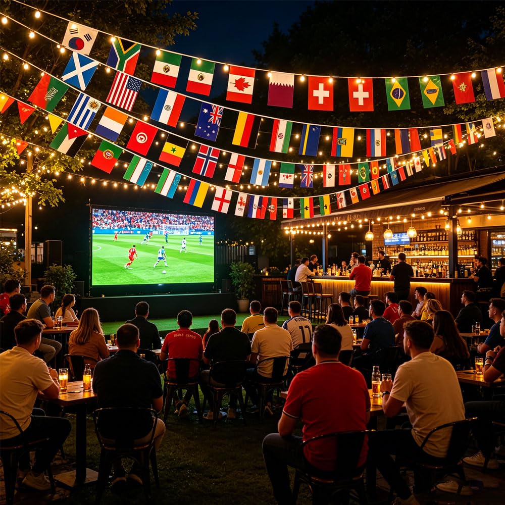 Banderines de 2026 Fútbol de Copa Mundial, Banderas de Mundo 48 Países, Artículos para Aficionados al Fútbol del Mundial 2026, para Fiestas de Fútbol, Bares (14 * 21CM)