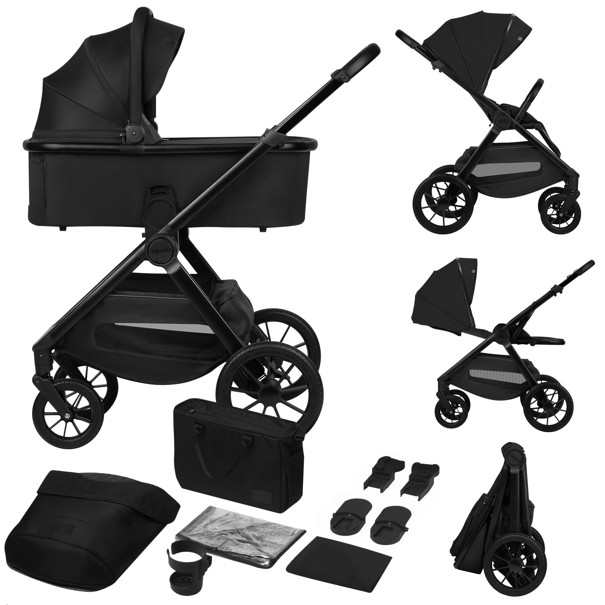 LIONELO LAYLA 2 w 1 Wózek Spacerowy Dziecięcy 0-48 miesięcy do 22 kg Gondola do 9 kg, Regulacja Oparcia i Podnóżka, AiryDots, Obrotowe Koła PU 360° Pełna Amortyzacja Budka XXL