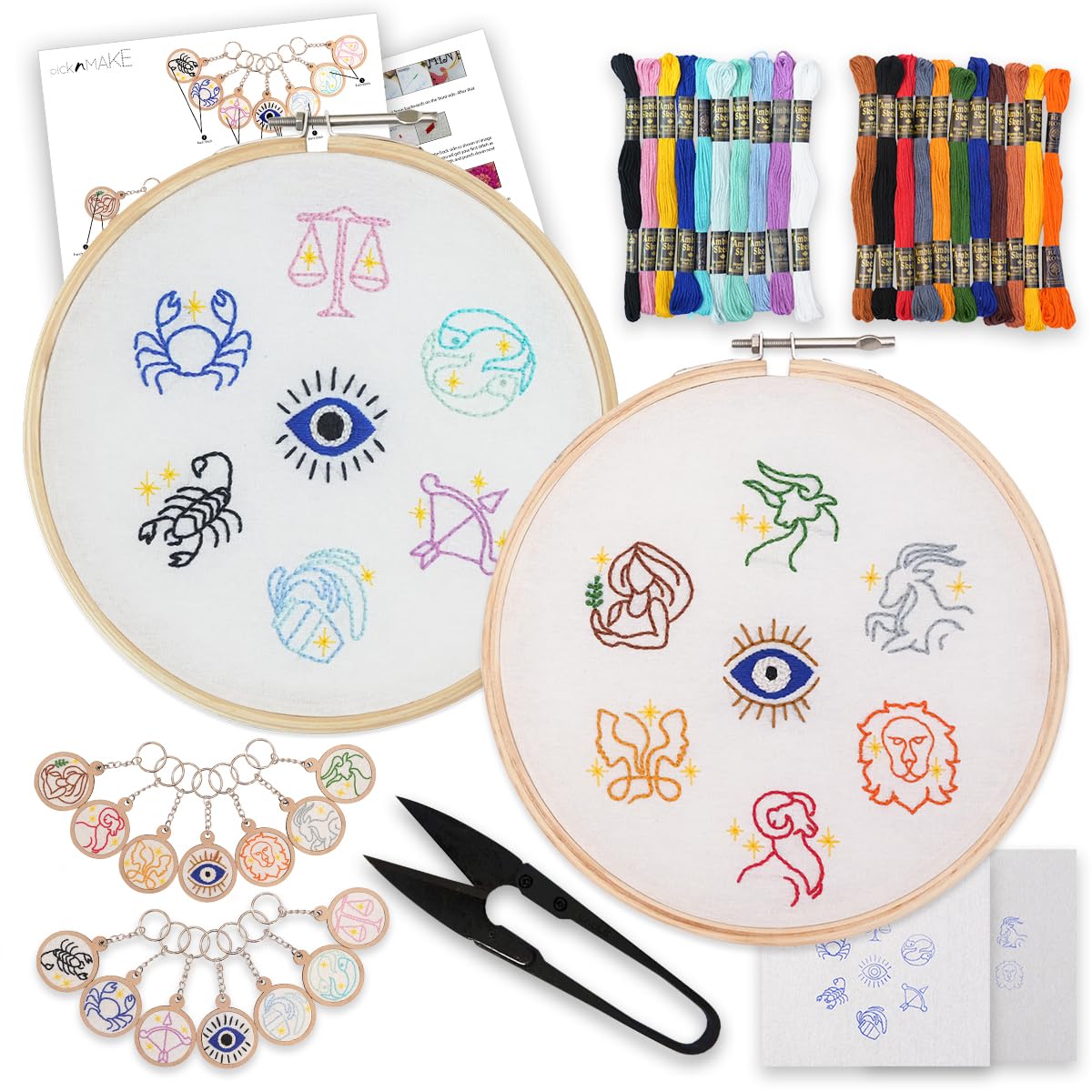 DIY Zodiac Sign Keychain Making Kit – Embroidery Kit for Beginners, Cross Stitch Kit for Beginners and Astrology Lovers – Includes Threads, Fabric, Hoop, Needles, and Key Loops-image-49