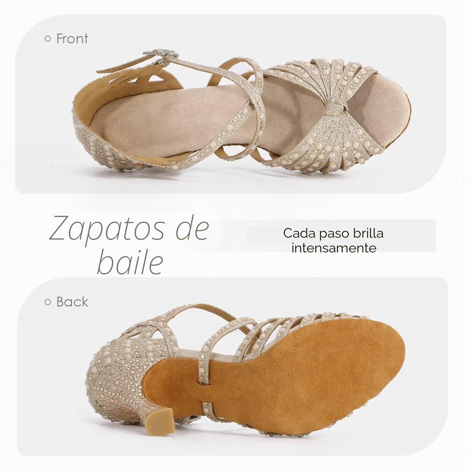 Zapatos de Baile de salón de Diamantes de imitación para Mujer Zapatos de Baile de Salsa Latina Zapatos de Baile de salón con Correa Cruzada