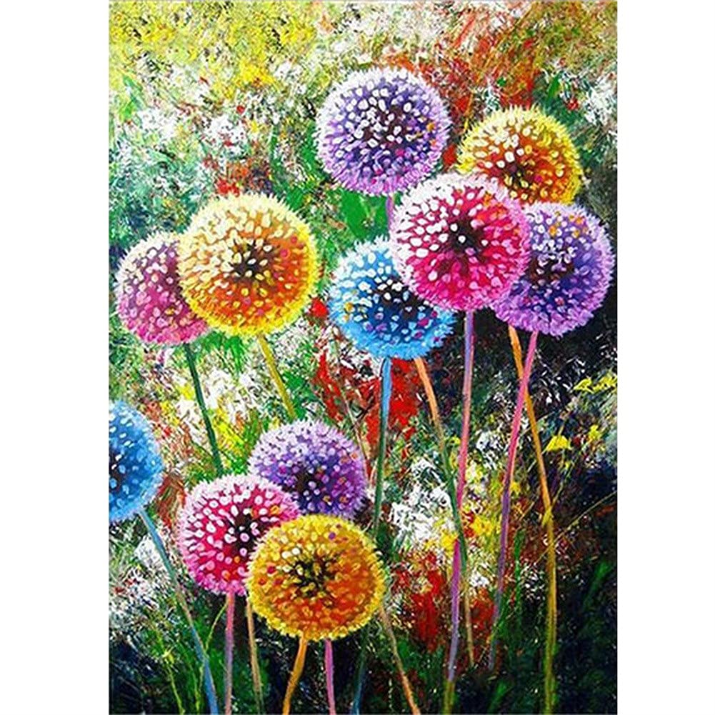 Mosaïque strass complet pissenlit coloré tableau panoramique peinture diamant 5D