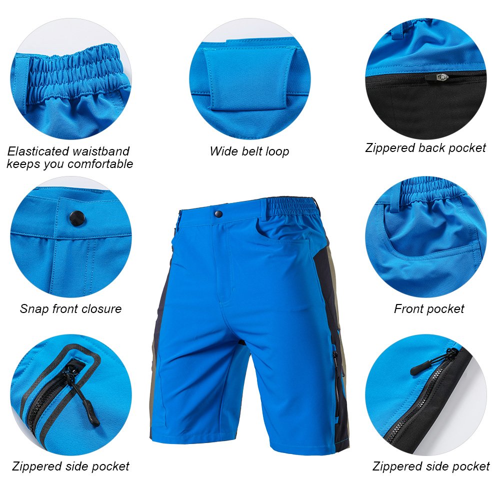 TOMSHOO Pantaloncini MTB Uomo, Pantaloncini Ciclismo Biciclette, Bici MTB Pantaloni Traspirante Shorts per Ciclismo da Corsa All'aperto