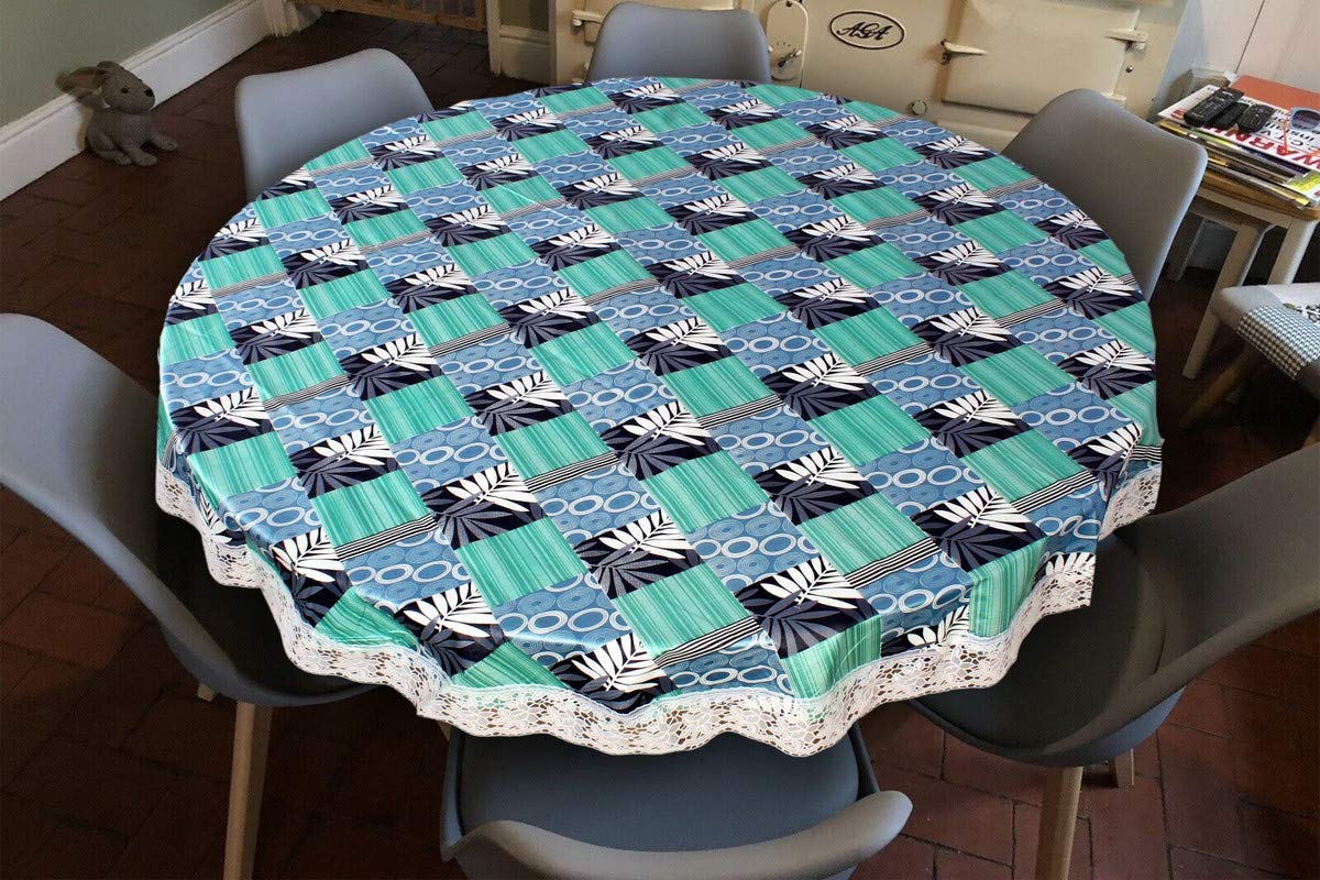 The Furnishing Tree Round Shaped WxL 72x72 Inch 8 Seater Table Cover Surface Pattern Blue, Waterproof PVC-image-41