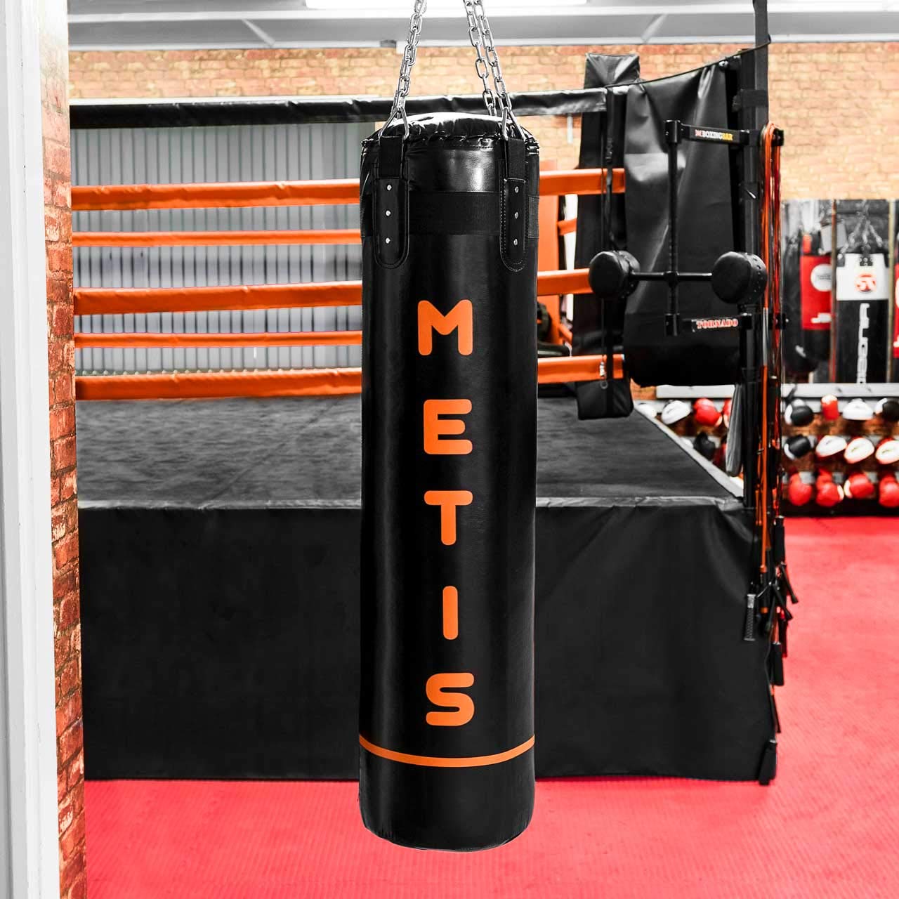 METIS Hanging Punchbag – Pre Filled Heavy Punchbag with Chain for Kick Boxing, Mixed Martial Arts, MMA & Home Gym Exercise [4ft or 4.6ft] (4.6ft [28kg])