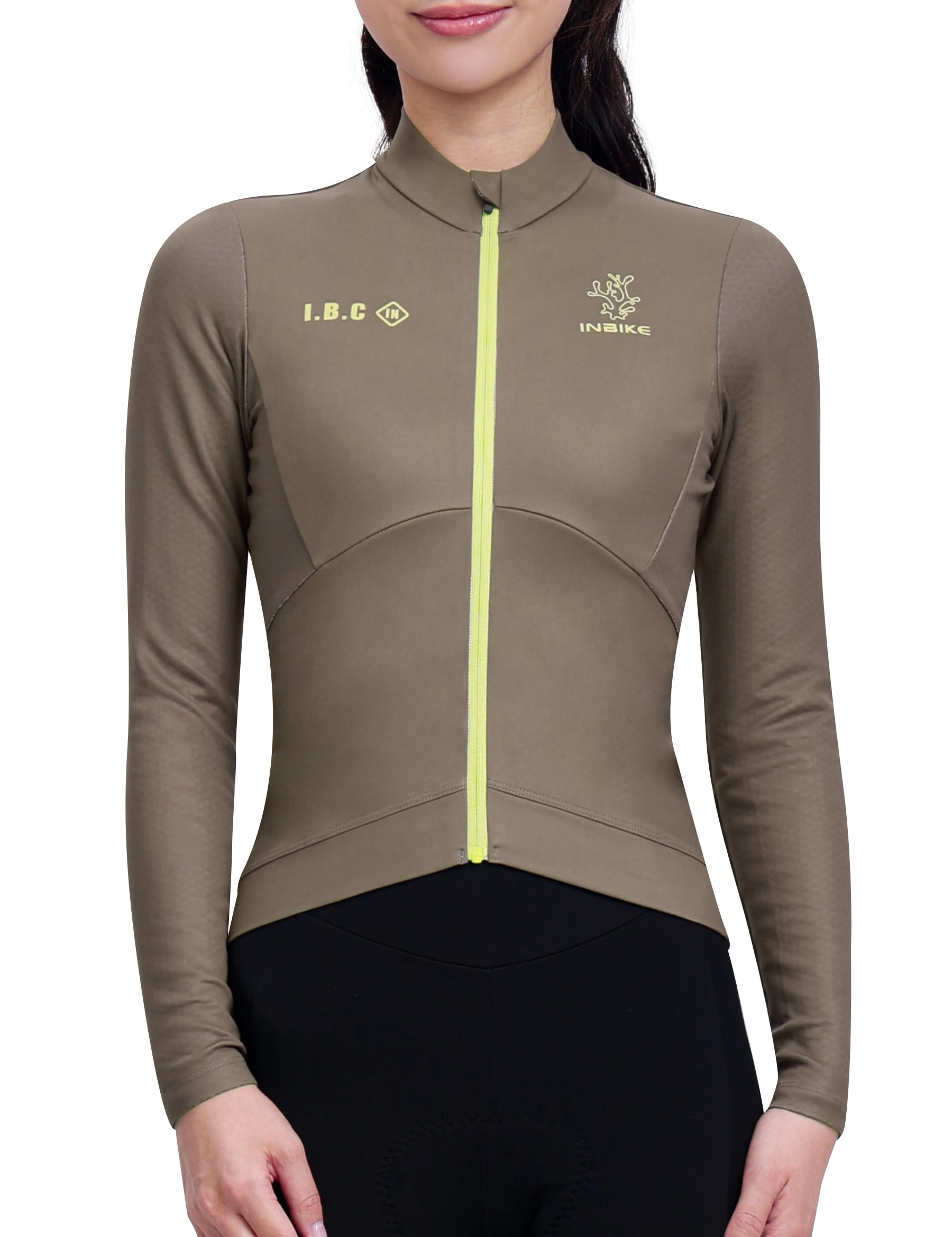 INBIKE Radtrikot Damen Langarm Fleece Winter Warm Atmungsaktiv Elastisch Slim Fit Cycling Jersey mit Rückentasche Reflektierendem Design Fahrradtrikot für Fahrrad Outdoor