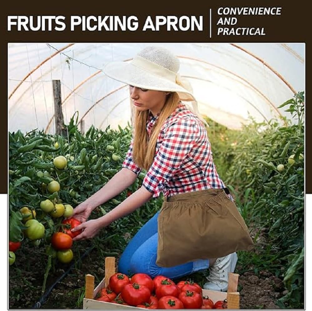 Sonhomay Harvest Picking Apron Outdoor Harvesting Apron Waist Belt Handless Fruit Picking Apron gardening apron for foraging hiking - Image 4