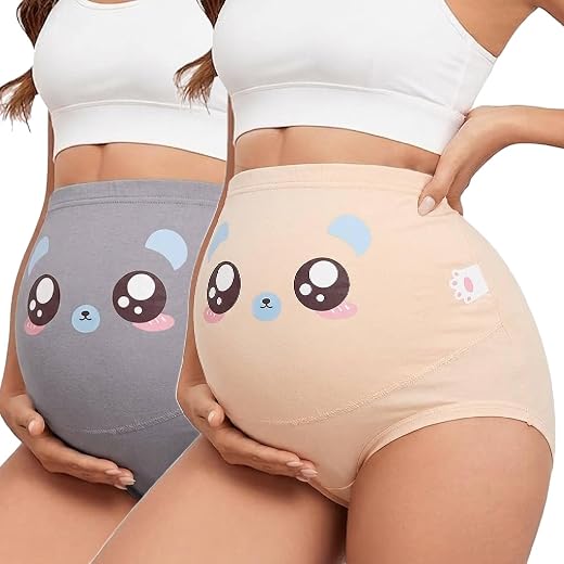 ELEG &amp; STILANCE Women Cotton Maternity Panty | Full Coverage High Waist Over Bump Belly Support | Cute Print Adjustable Wa...