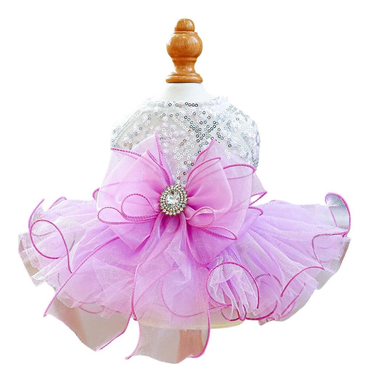 Robe pour chien confortable en dentelle anti-frottements, jupe tutu violette XS