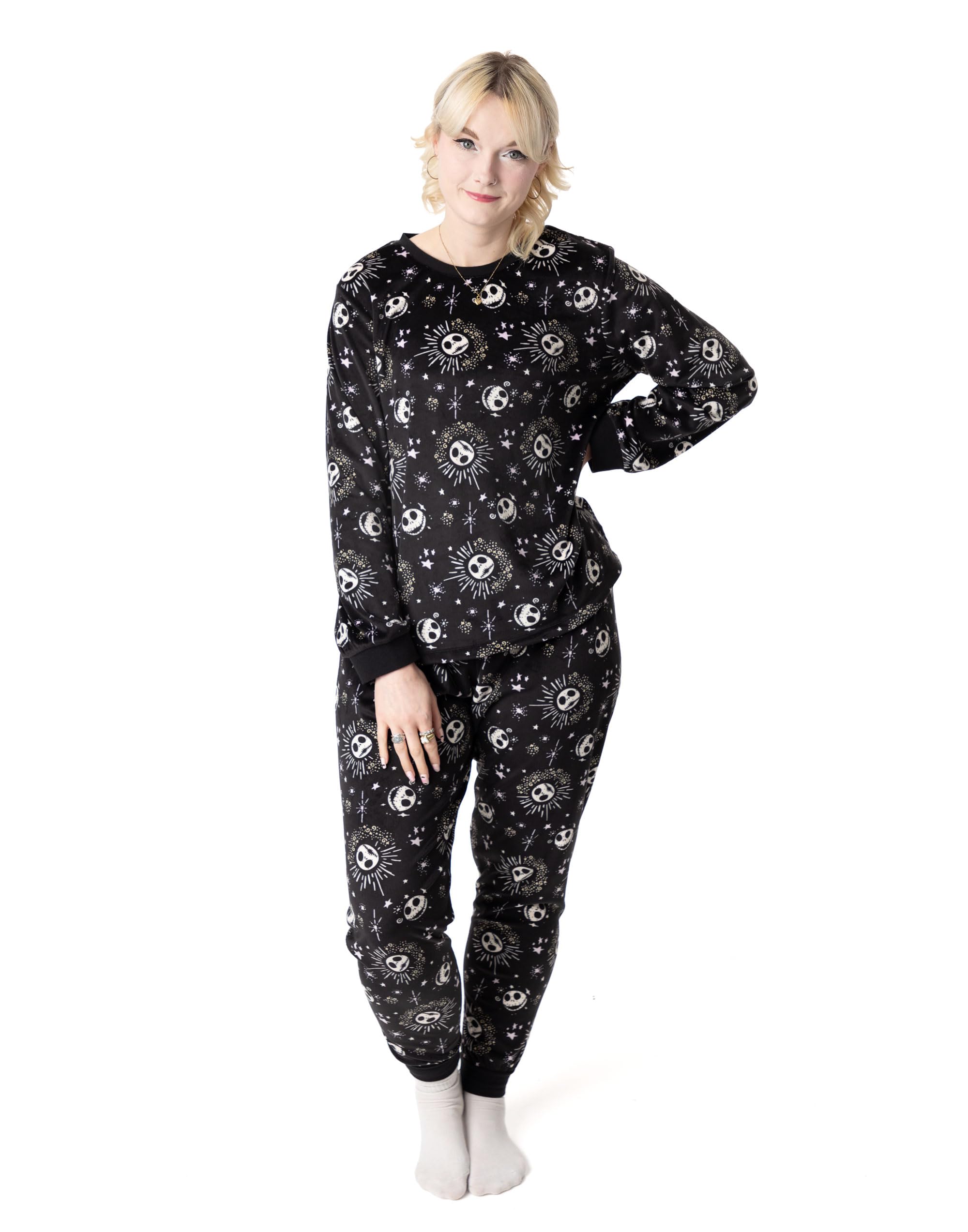 Disney Women's Long Sleeve Long Leg Pyjama Set | Black | Official | Size: Small