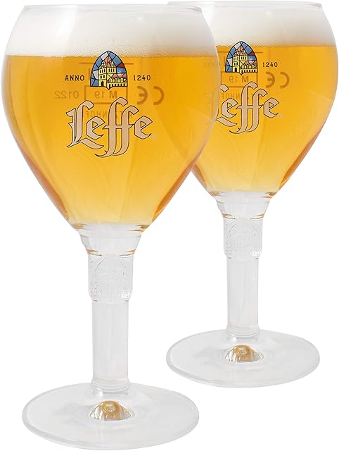 Leffe Glasses 33CL (Set of 2) "Large Stem" + 2 Leffe Beer Mats