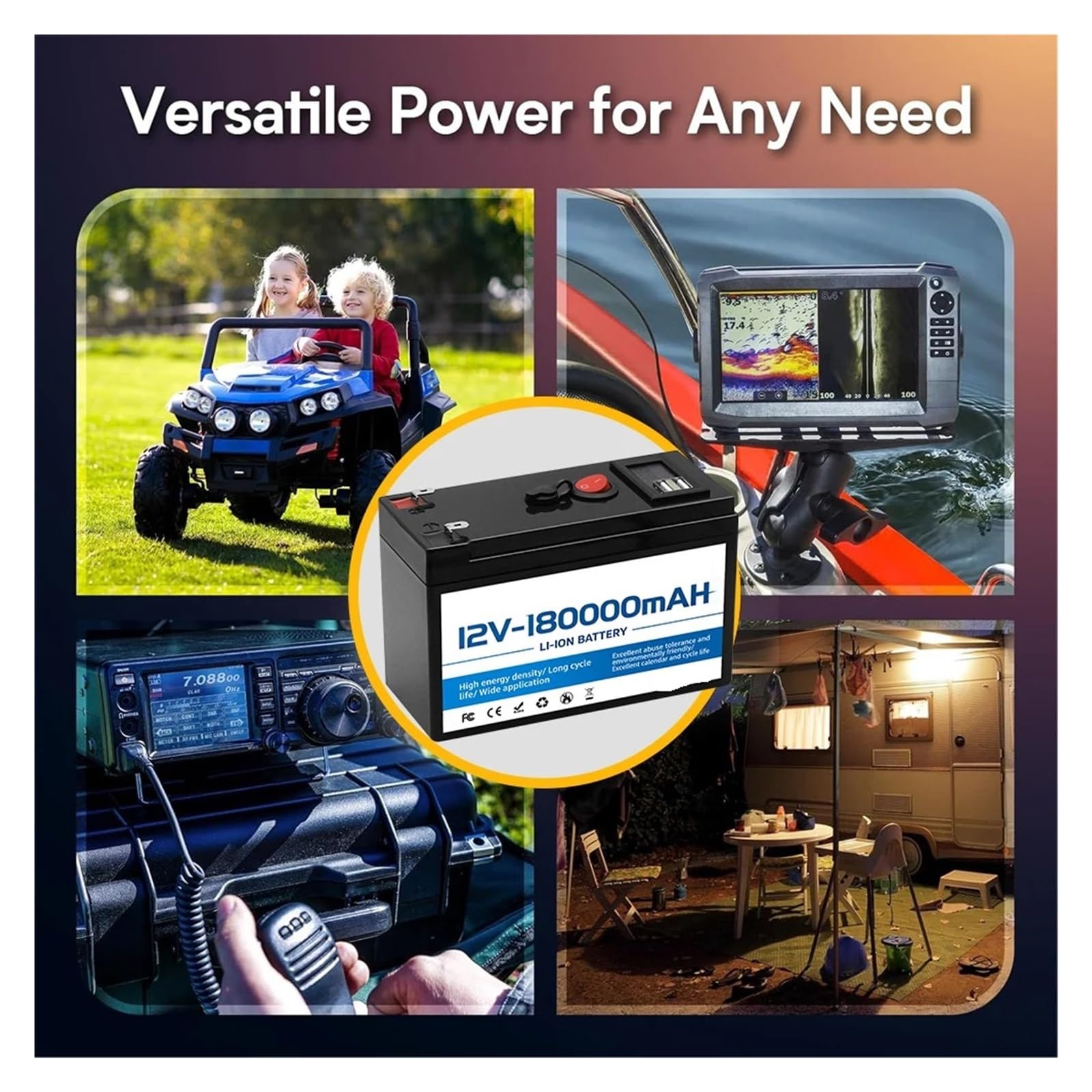 Batterie Au Lithium 12 V 180 Ah LiFePO4 Avec BMS Intelligent – ​​Idéal For L'énergie Solaire, Les Camping-cars, La Marine Et Le Stockage D'énergie Domestique Hors Réseau.(12v Lithium 100Ah)