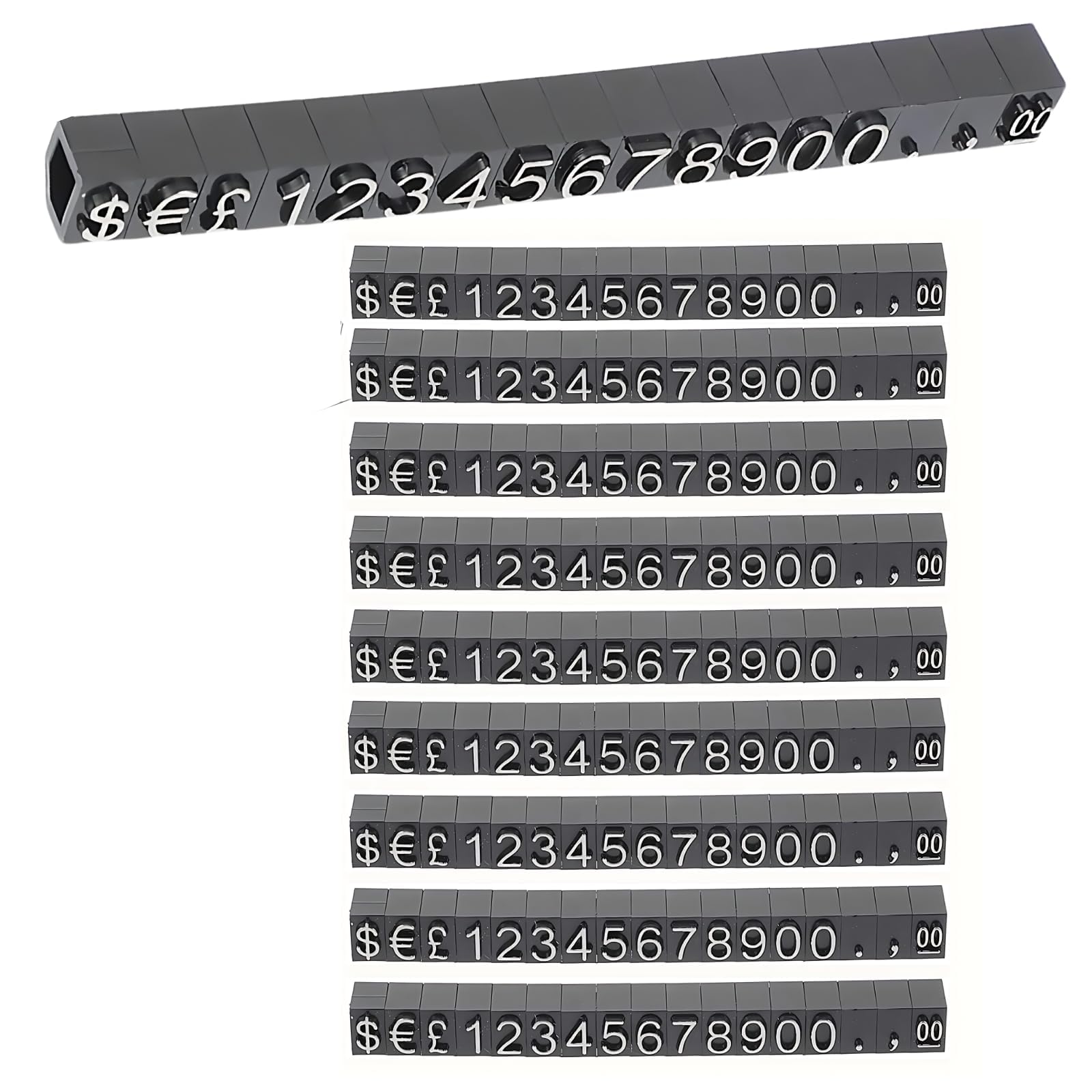 Boxonly 10PCS Adjustable Removable Cube Price Tag Display Kits, 4x6mm £ € $ Digital Price Tag, Metal Price Label Tag