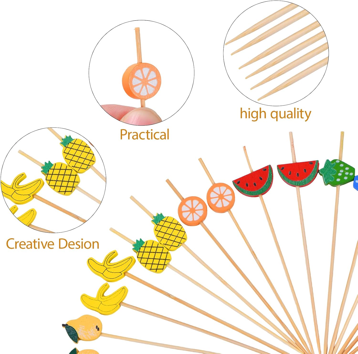 JtmyAota 100 Pack Banana Toothpicks, Fruit Cocktail Picks