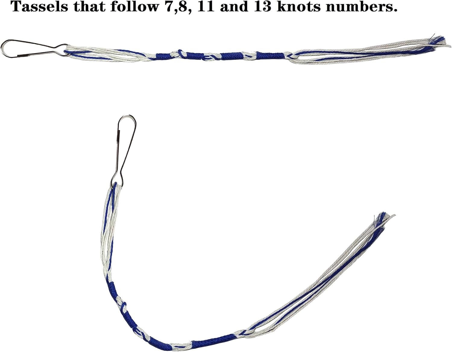 Cyprinus Carpio Jewish Traditional Tzitzits Set for Pants/Jeans Tzitzits Tassels Prayer Shawl Accessories Blue and White Home Decor Tassels with Hanging Hooks for Hebrew Men or Women thumbnail