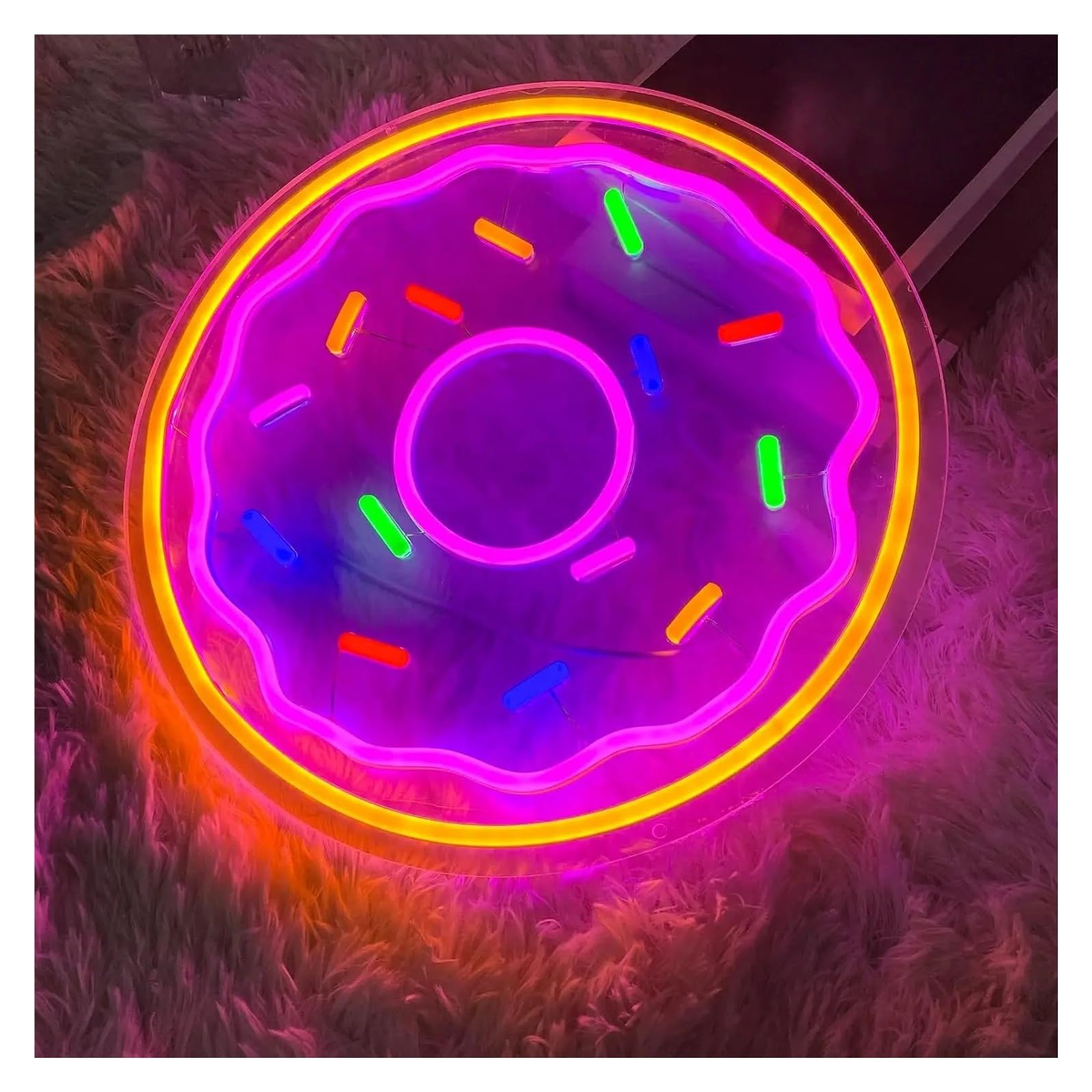 XENITE Hanging Art Neon Signs Donut Neon Sign USB LED Light for Kitchen Bakery Dessert Shop Party Restaurant Bedroom Decoration 34X34cm