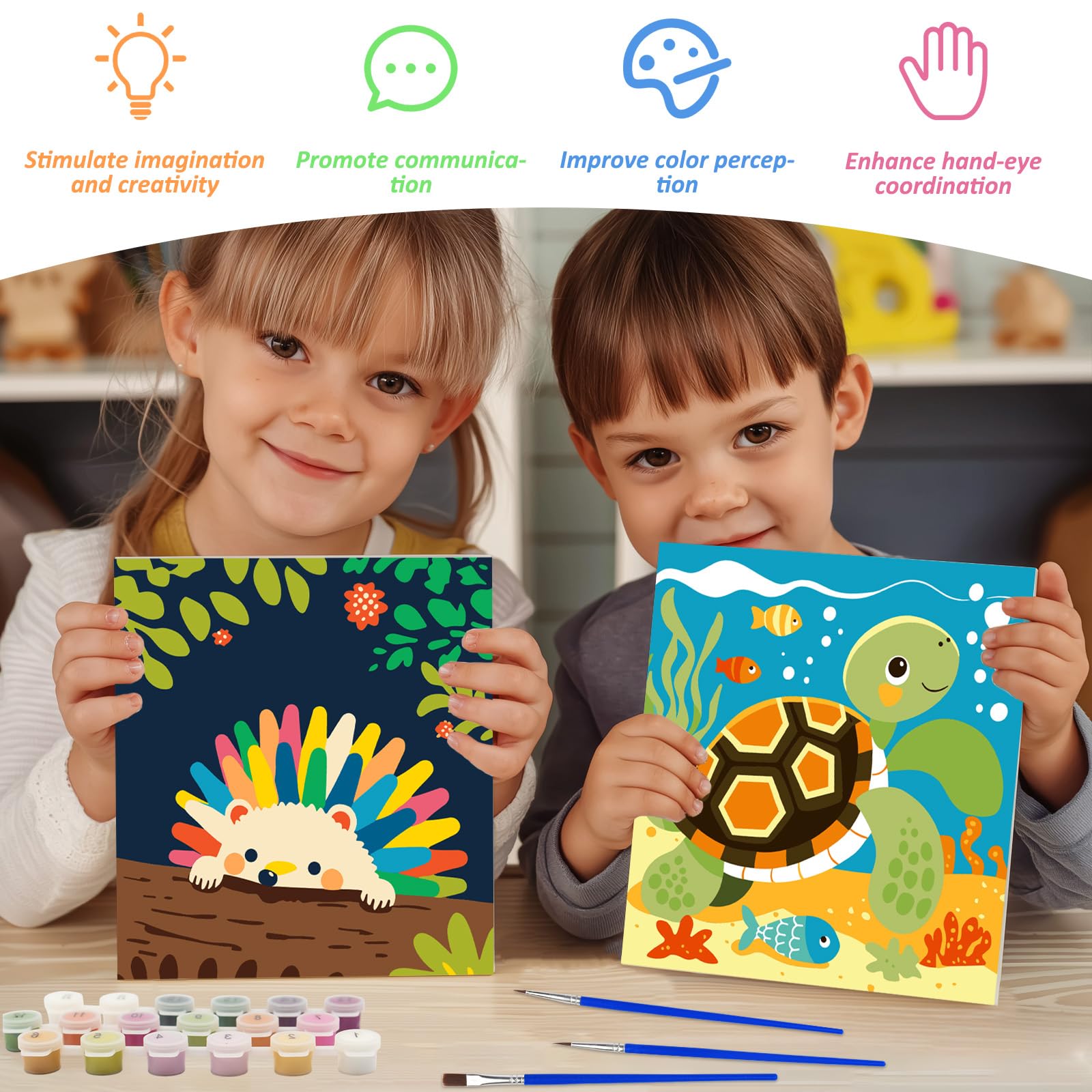 BONNYCO Dipingere con i Numeri Bambini Unicorno, 3 Pezzi Tele Unicorno Bambina Regalo, Kit