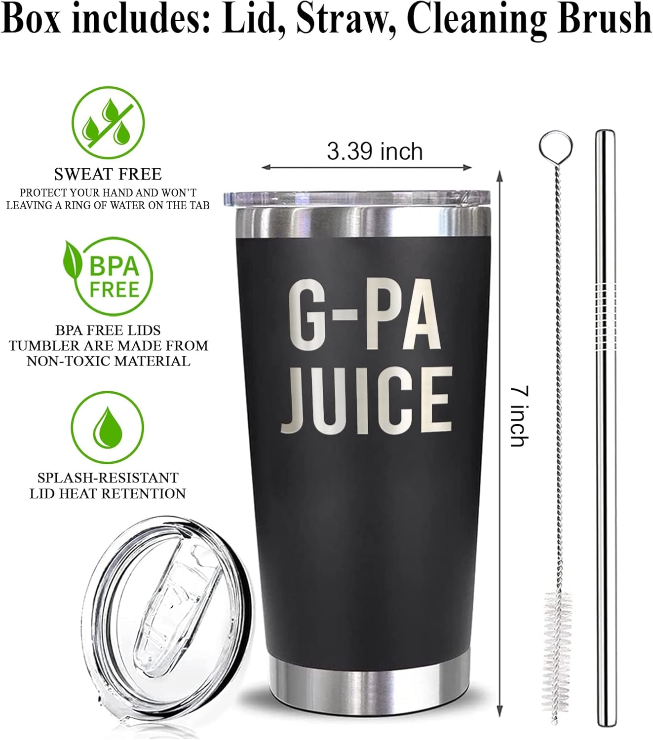 LissiArt97 G-Pa Juice Tumblers Laser Engraved - 20Oz Travel Tumbler For Father's Day Birthday Christmas - Travel Tumbler Gifts For G-Pa - New G-Pa - G-Pa To Be - G-Pa Gift - Image 3