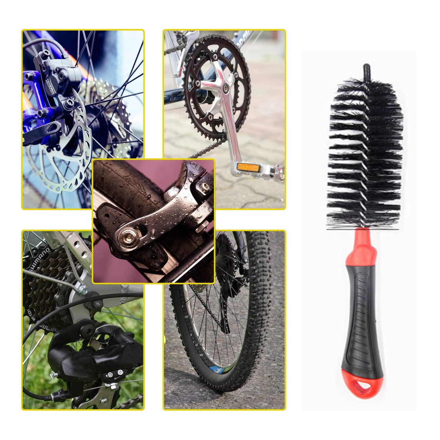 WANGCL Zestaw do czyszczenia roweru, zestaw szczotek do czyszczenia łańcucha rowerowego, do rowerów górskich, miejskich, mieszanych, składanych, 3 szt
