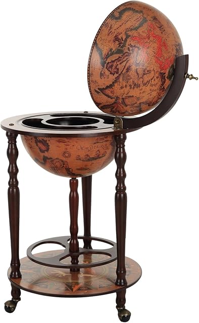 HOMCOM Globe Shaped Retro Style Bar Cabinet Wine Alcohol Storage Trolley Glass Bottle Holder 36CM